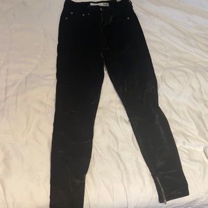 Velvet denim with zippers